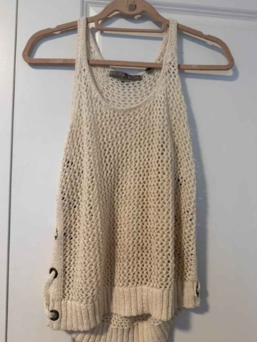 Cream Guess crochet top with tie sides size L